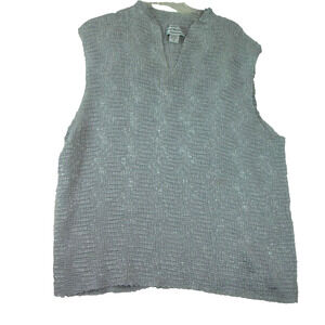 August Max Woman Sleeveless Silver V Neck‎ Top Size 3X Blouse Christmas Holiday